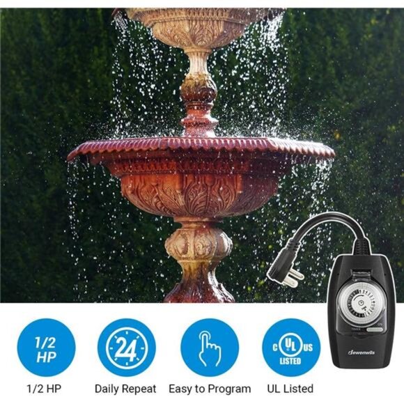 Outdoor Light Timer Waterproof, 24-Hour Programmable Plug in Timer for Outlets - Picture 5 of 8